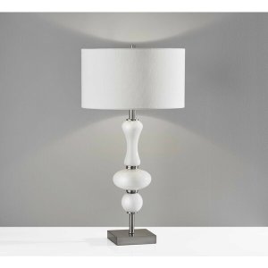 Homeroots.co 372837 Glam Spherule Milky White Glass Table Lamp