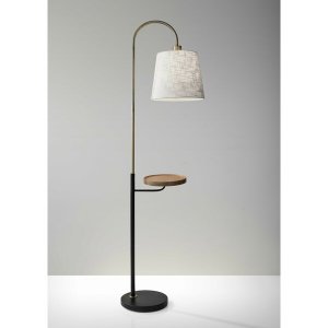 Homeroots.co 372574 Antique Brass And Black Metal Floor Lamp With Usb 