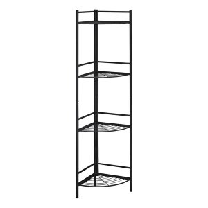 Homeroots.co 366069 18.5 X 13.5 X 57.75 Black Metal Corner Etagere Boo