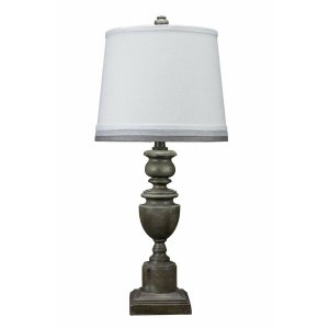 Homeroots.co 380095 Distressed Brown Traditional Table Lamp With White