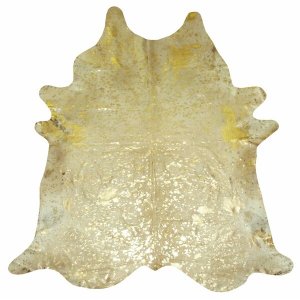 Homeroots.co 334419 6.5 Ft  Gold Devore Brindled Cowhide Rug