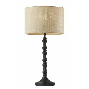 Homeroots.co 372864 Black Natural Boho Turned Base Table Lamp