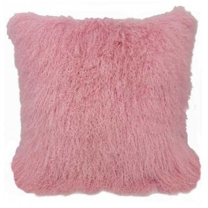 Homeroots.co 334370 20 Pink Tibetan Lamb Fur Pillow With Microsuede Ba