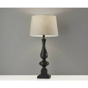 Homeroots.co 372912 13 X 13 X 28 Black Polyresin 2 Piece Table Lamp Bo