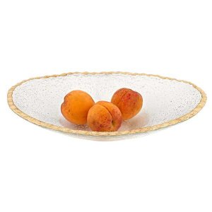 Homeroots.co 375754 8 Hand Decorated Oval Edge Gold Leaf Serving Bowl