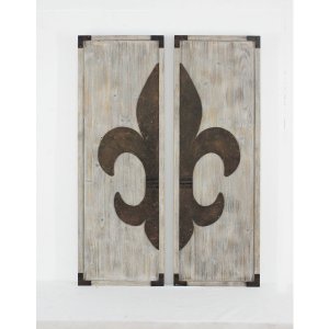 Homeroots.co 274473 15.75 X 47.25 X 2 Wood, Metal Fleur-de-lis Pattern