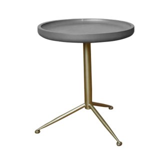 Homeroots.co 370368 Sleek Round Gray Wood And Goldtone Side End Table 