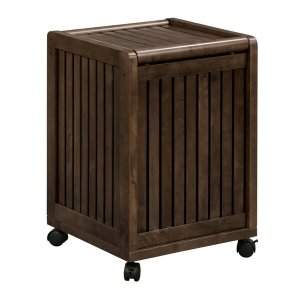 Homeroots.co 380047 Espresso Solid Wood Rolling Laundry Hamper With Li