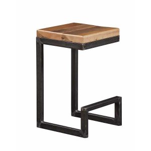 Homeroots.co 373949 30 Natural Reclaimed Oak And Black Steel  Bar Stoo