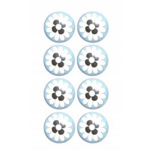 Homeroots.co 321652 Charming Light Blue And Black Set Of 8 Knobs