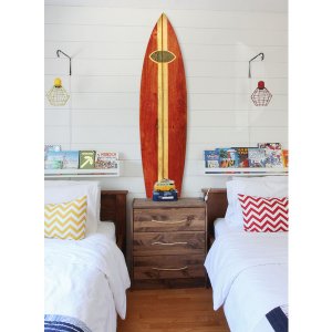 Homeroots.co 370396 Vintage Look Red Surfboard Wall Art