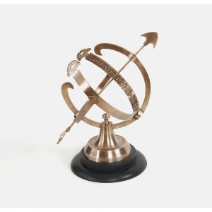 Homeroots.co 364218 8 X 10 X 14.25 Brass Armillary On Wooden Base