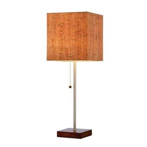 Homeroots.co 372667 Eco Friendly Cork Square Shade With Walnut Finish 