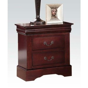 Homeroots.co 320545 Cherry Finished Wooden Nightstand W 2 Drawers