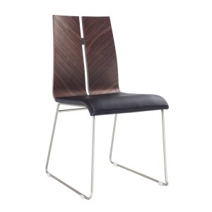 Homeroots.co 370648 Natural Walnut And Black Faux Leather Metal Dining