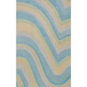 Homeroots.co 353532 2'x4' Wool Ocean Vibes Accent Rug