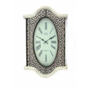 Homeroots.co 274497 20 X 30.5 X 2.5 Brown  White Vintage  Wall Clock