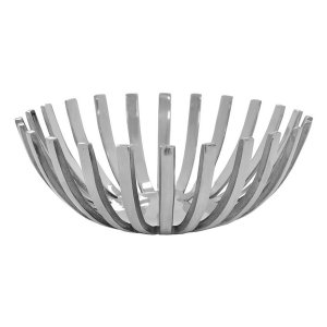 Homeroots.co 373748 14 Round Stainless Steel Modern Open Centerpiece B