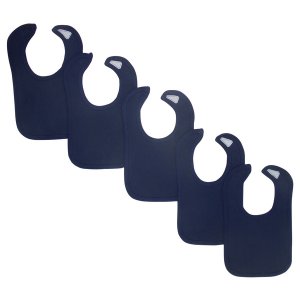 Bambini LS_0196 Bambini Navy Baby Bibs (pack Of 5)