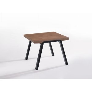 Homeroots.co 283836 24 Walnut Wood And Black Metal End Table