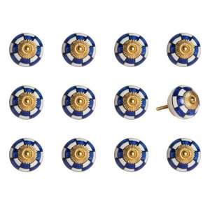 Homeroots.co 321667 1.5 X 1.5 X 1.5 White, Blue And Gold - Knobs 12-pa