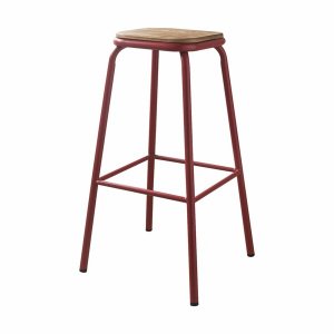 Homeroots.co 376989 Set Of 2 30 Red And Natural Backless Stools