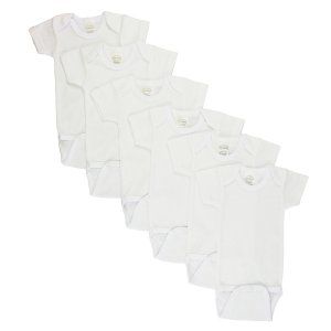 Bambini CS_001NB_001NB Bambini White Short Sleeve One Piece 6 Pack