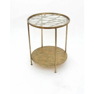 Homeroots.co 274422 20 X 20 X 24 Gold, Round, Rimmed Glass Top - End T