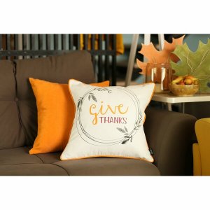 Homeroots.co 376883 Set Of 2 18 Thanksgiving Pie Throw Pillow Cover In