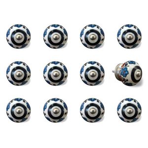 Homeroots.co 321689 1.5 X 1.5 X 1.5 White, Black And Navy - Knobs 12-p