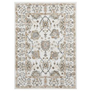 Homeroots.co 368010 23 X 36 Beige Microfiber  Polyester Accent Rug