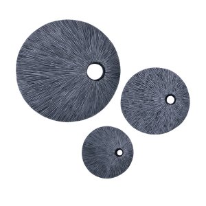 Homeroots.co 274915 Contemporary Gray Circle Hole 3piece Wall Art Set