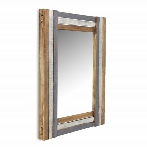 Homeroots.co 379824 Rectangular Multicolored Wood Framed Mirror