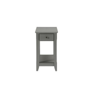 Homeroots.co 286315 Gray Wooden Sleek Drawer Side Table