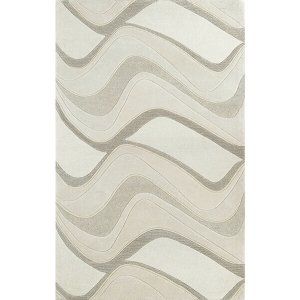 Homeroots.co 353540 2'x4' Wool Ivory Waves Accent Rug