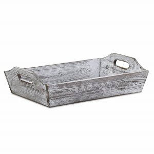 Homeroots.co 379870 Rectangular White Wash Rustic Finish Wood Serving 