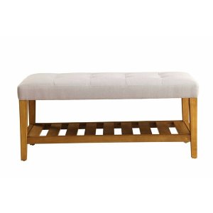 Homeroots.co 286429 40 X 16 X 18 Light Gray And Oak Simple Bench