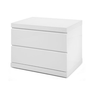 Homeroots.co 370736 Modern White High Gloss Finish 2 Drawer Nightstand