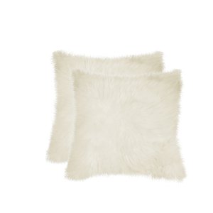 Homeroots.co 328292 18 X 18 Natural Sheepskin Fur Set Of 2 Pillow