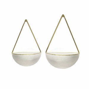 Homeroots.co 373131 Creamy Round Metal Wall Planters