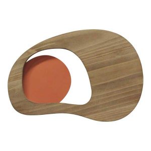 Homeroots.co 373430 Retro Orange Walnut Wood And Metal Wall Decor