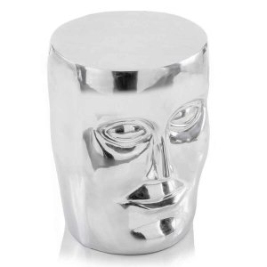 Homeroots.co 354674 13 X 13 X 18 Silver Aluminum Face Stool