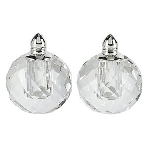 Homeroots.co 376099 Handcrafted Optical Crystal And Silver Rounded Sal