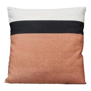 Homeroots.co 373125 Light Coral And Black Color Block Square Pillow