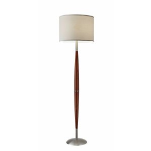 Homeroots.co 372563 Elliptical Shape Walnut Wood Finish Floor Lamp Wit