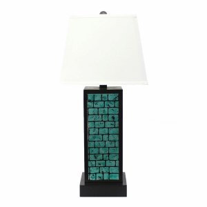 Homeroots.co 274458 13 X 15 X 30.75 Black, Metal With Teal Brick Patte