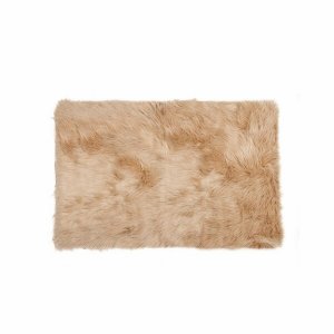 Homeroots.co 293161 2' X 3' Tan Faux Fur Rectangular Area Rug