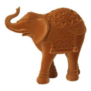 Homeroots.co 373444 Burnt Orange Velvet Elephant Tabletop Sculpture