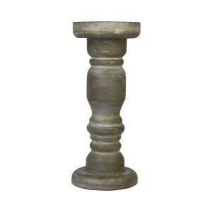 Homeroots.co 376605 Rustic Gray Wash Wooden Candle Holder