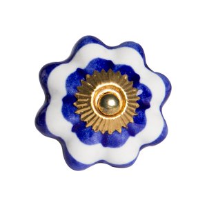 Homeroots.co 321666 1.5 X 1.5 X 1.5 White, Blue And Gold - Knobs 12-pa